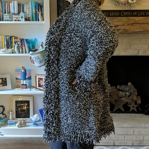 Vintage Chico's long fringe trim cardigan - Picture 2 of 8